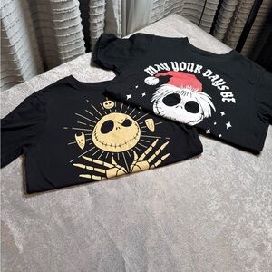Two Disney Black and Gold Jack Skellington Short Sleeve Tees